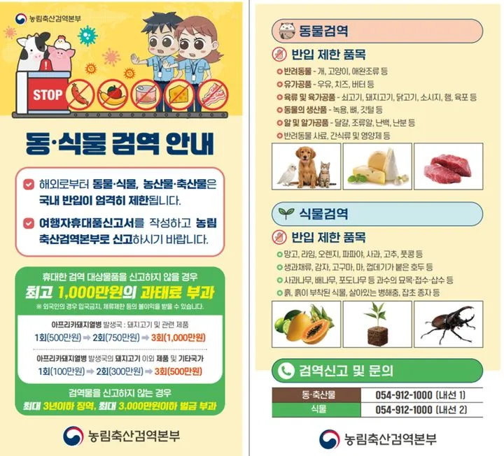 Những loại thực phẩm, nông sản tuyệt đối không được mang vào Hàn Quốc mức phạt có thể lên tới 30 triệu won