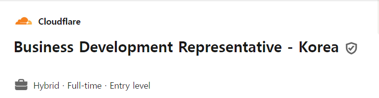 Cloudflare - Tuyển dụng Đại diện Phát triển Kinh doanh (Làm việc tại văn phòng 3 ngày/ 1 tuần)