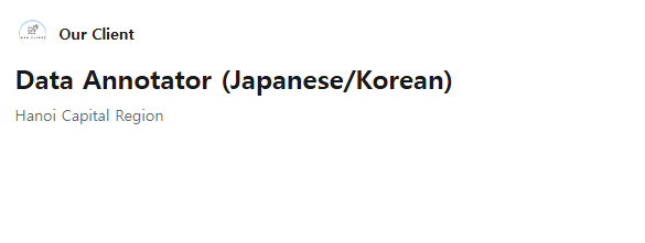 Tuyển dụng: Nhân viên Ghi Chú Dữ Liệu (Data Annotator) – Tiếng Nhật/Tiếng Hàn (Hà Nội)