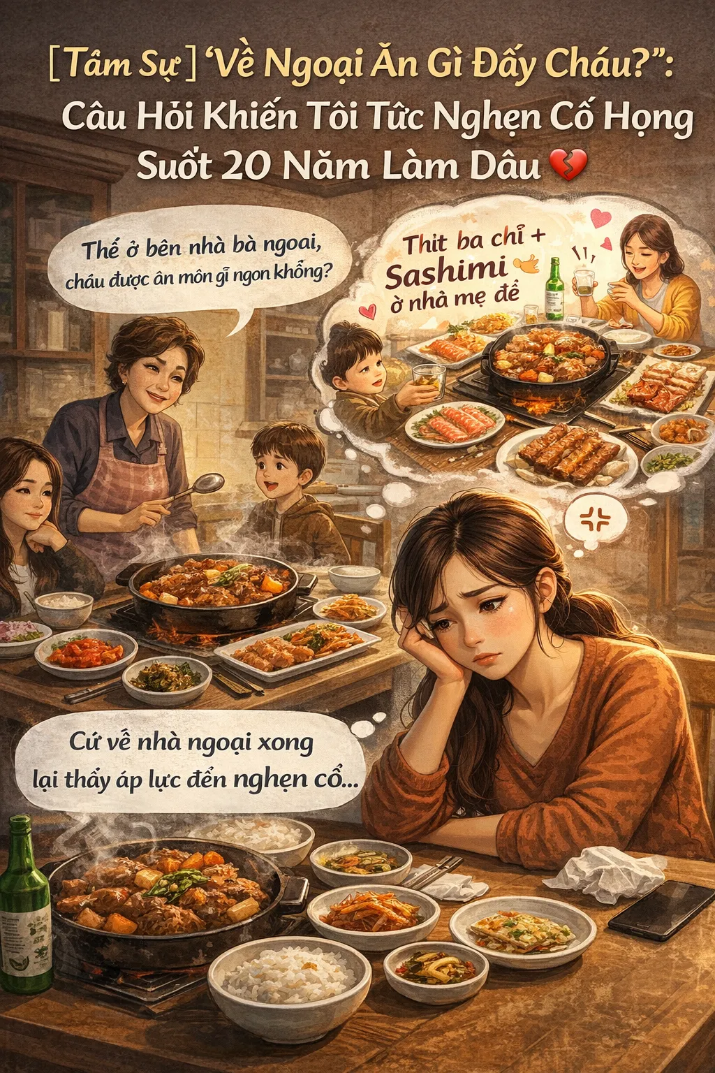 “Về Ngoại Ăn Gì Đấy Con?”: Câu Hỏi Khiến Tôi Tức Nghẹn Cổ Họng Suốt 20 Năm Làm Dâu 🍲💔