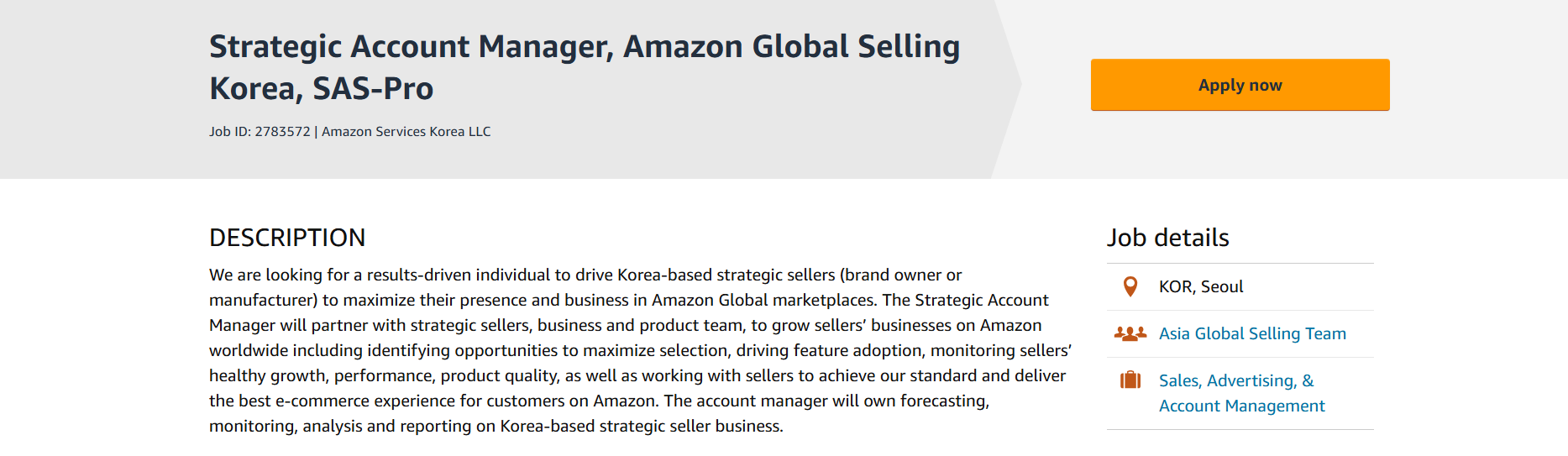 Amazon Global Selling tuyển Nhân Viên Quản Lý Tài Khoản Chiến Lược