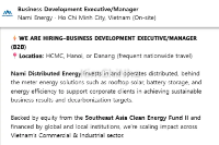 Nami Energy tuyển Business Development Executive/Manager (ưu tiên biết tiếng Hàn & tiếng Việt) / TP.HCM, Hà Nội hoặc Đà Nẵng