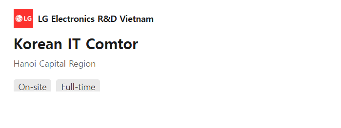 LG tuyển dụng: IT Communicator (Tiếng Hàn) - Hà Nội