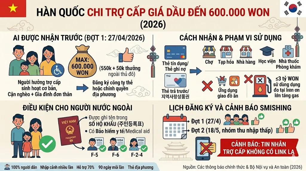 Hàn Quốc chi trợ cấp giá dầu lên đến 600.000 Won: Ai được nhận và cách đăng ký ra sao?