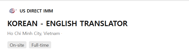 US Direct IMM tuyển thông dịch Hàn - Anh (Sài Gòn)