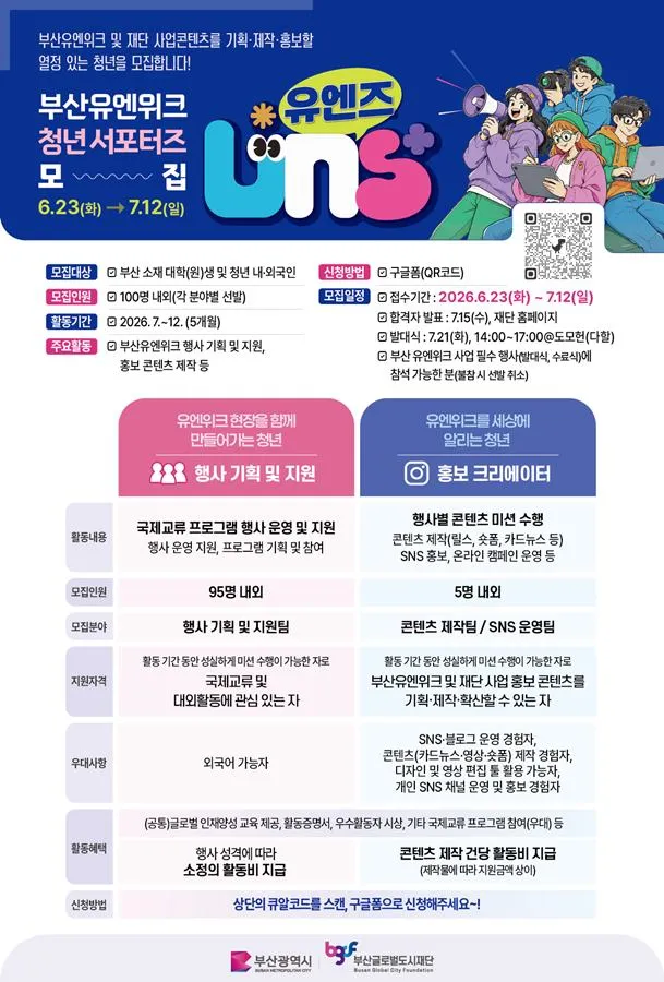 Tuyển thành viên Chương trình Youth Supporters Tuần lễ Liên Hợp Quốc Busan 2026 dành cho sinh viên, bao gồm du học sinh quốc tế
