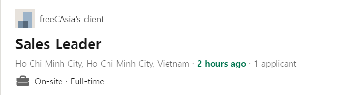 Head hunter freeC.Asia tuyển Sales Leader biết tiếng Hàn (Sài Gòn)