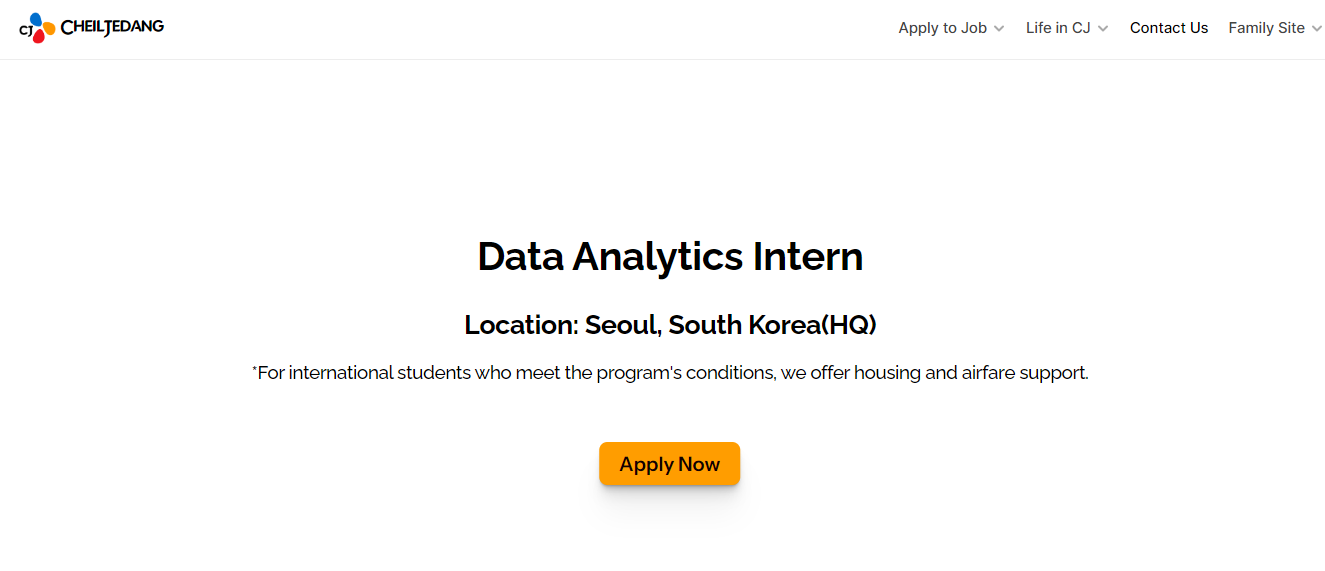 CJ Cheil Jedang tuyển thực tập cho vị trí Data Analytics Intern