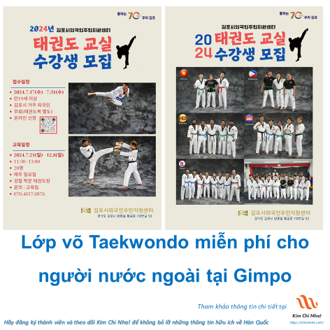 Lớp võ Taekwondo miễn phí dành cho người nước ngoài tại thành phố Gimpo