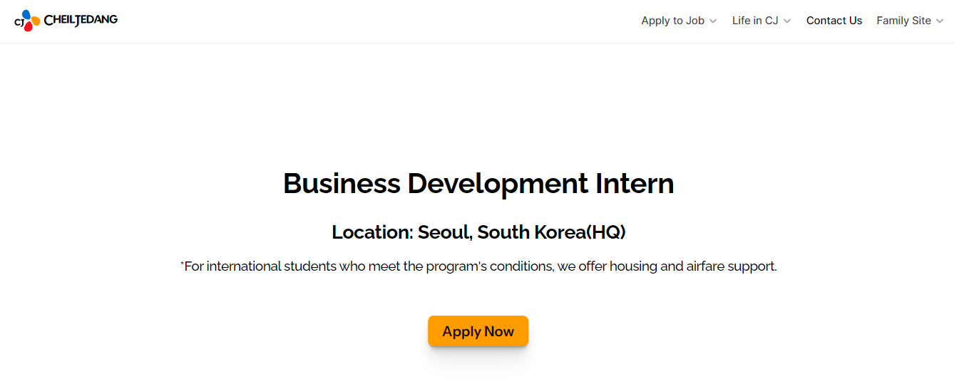 Công ty CJ Cheil Jedang tuyển thực tập cho vị trí Business Development 