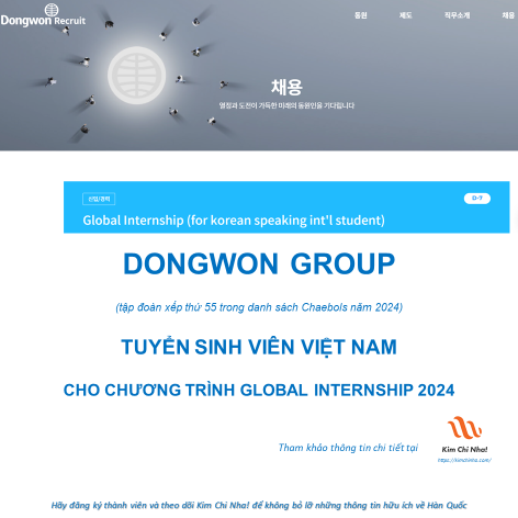Tập đoàn Dongwon Group tuyển sinh viên Việt Nam cho chương trình Global Internship 2024