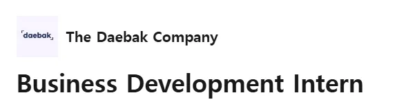 THE DAEBAK COMPANY tuyển thực tập sinh