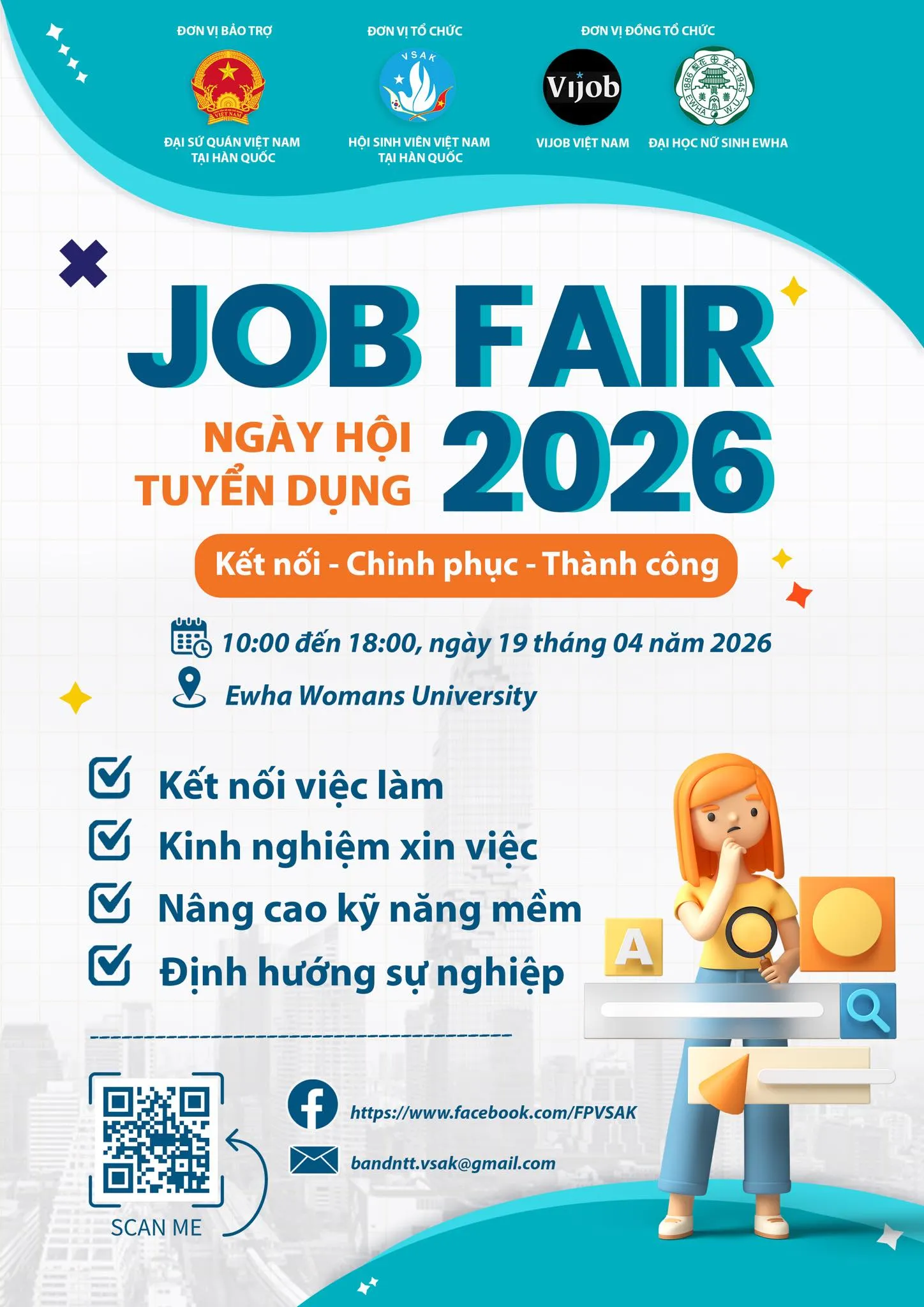 Ngày hội tuyển dụng sinh viên Việt Nam tại Hàn Quốc JOB FAIR 2026 mở đăng ký tại Đại học Ewha