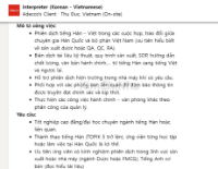 Tuyển dụng Phiên dịch tiếng Hàn – Việt (Làm việc tại Khu Công Nghệ Cao, Thủ Đức)