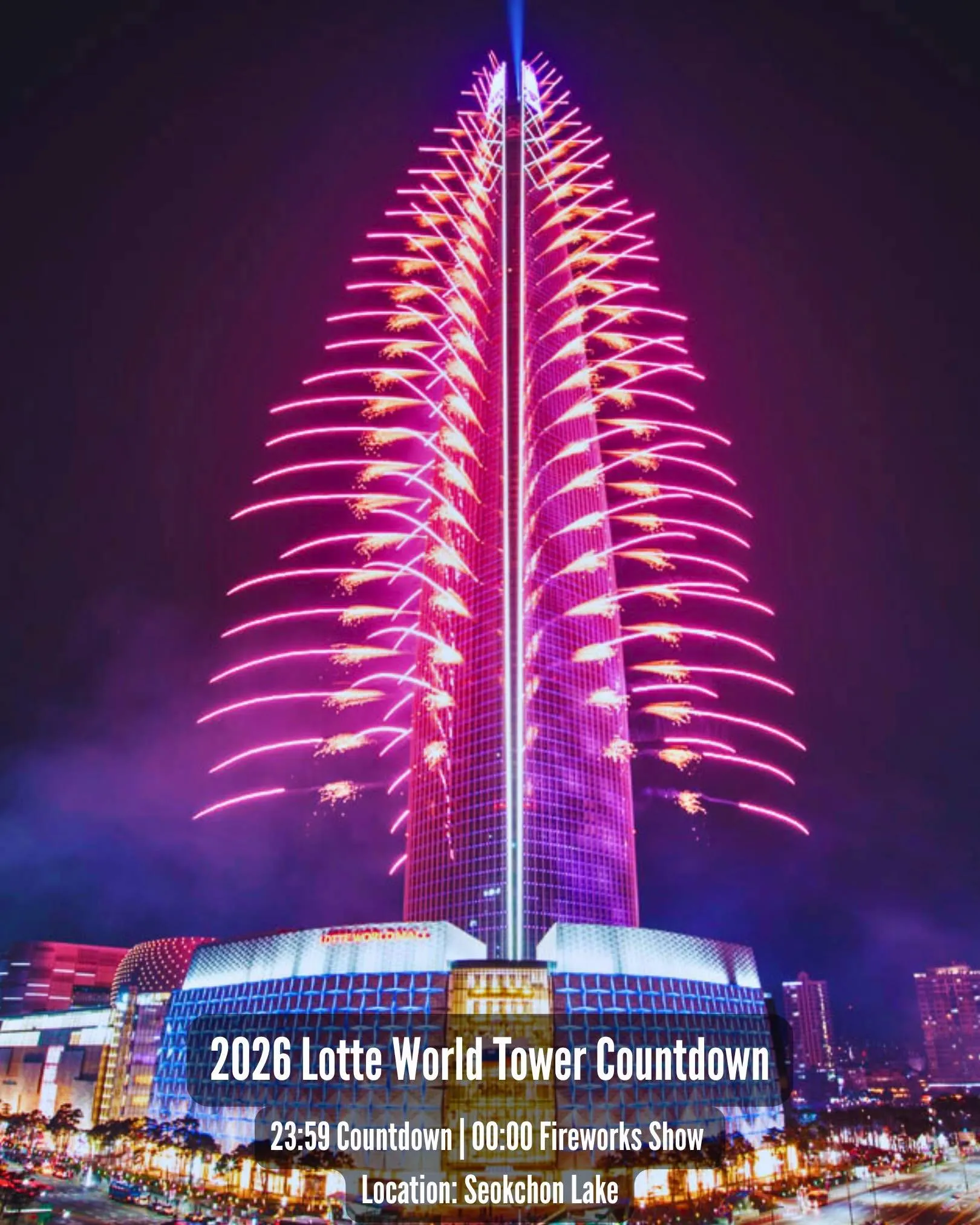 Chương trình đếm ngược đón năm mới và bắn pháo hoa tại Lotte World Tower năm 2026 đã trở lại