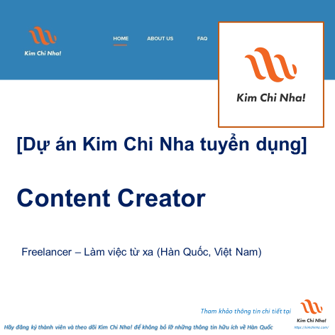 Dự án Kimchinha.com tuyển Content Creator (Freelancer, Làm việc từ xa)