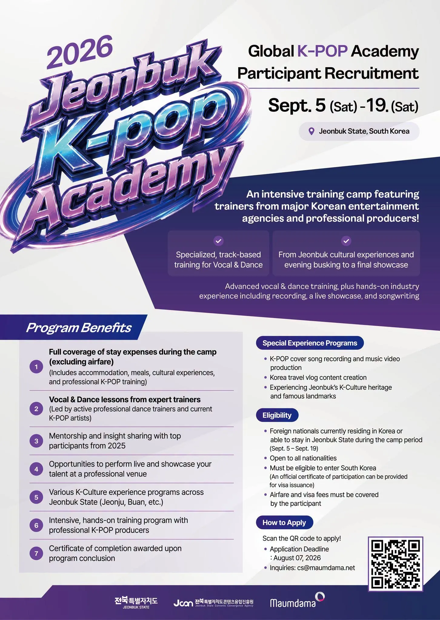 Jeonbuk K POP Academy 2026 mở đơn tuyển sinh, cơ hội học K POP miễn phí tại Hàn Quốc