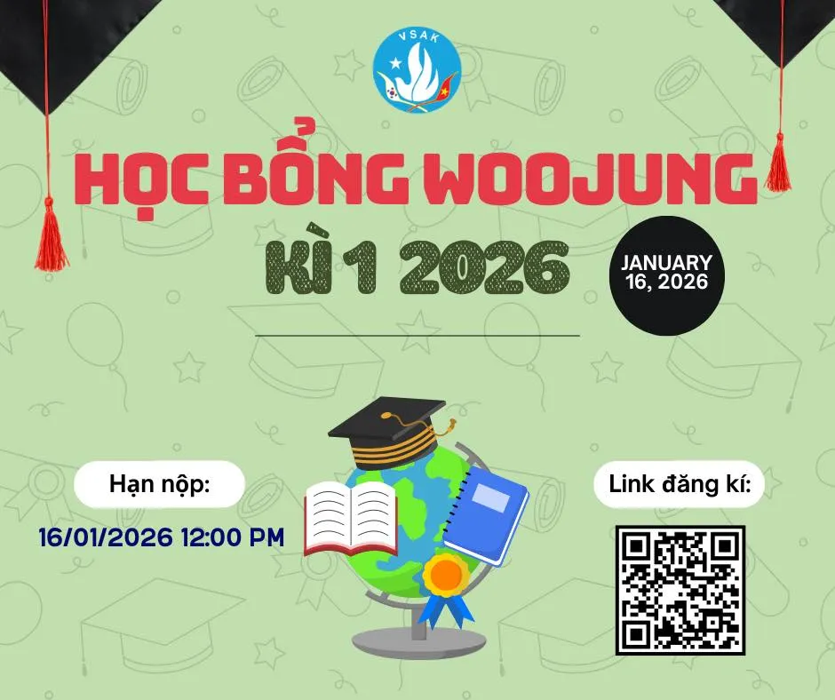 THÔNG BÁO HỌC BỔNG WOOJUNG KỲ 1 NĂM 2026 